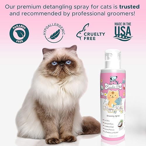 Miniatura 6 de Spray profesional de aseo para mascotas para gatitos y gatos  Spray desenredante hidratante para gatos totalmente natural  Acondicionador para