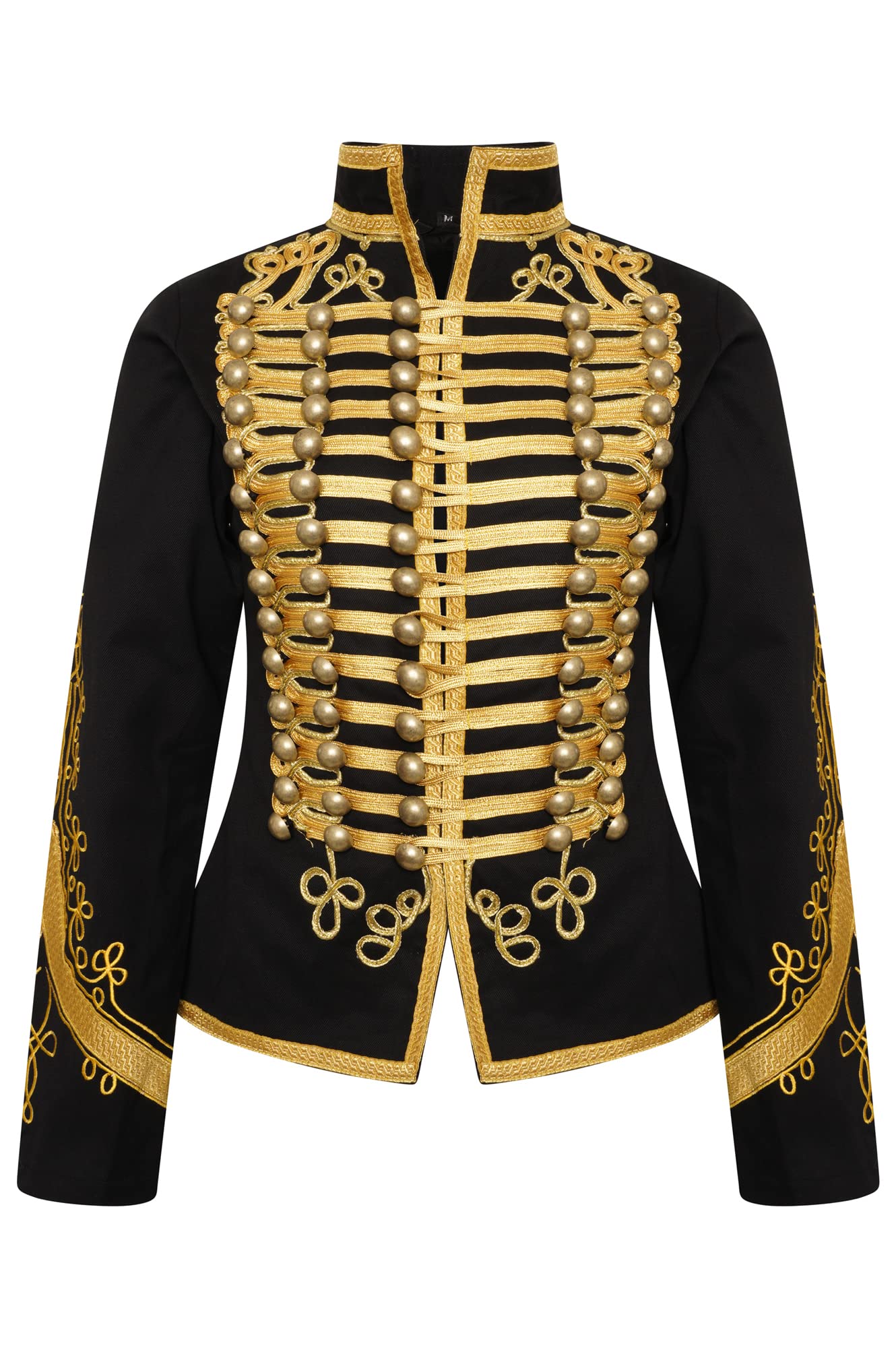 Ro Rox Adam Ant Military Drummer Jacket for Women, Marching Band Women’s Jacket for Themed Parties, Performances, Halloween, Black, L