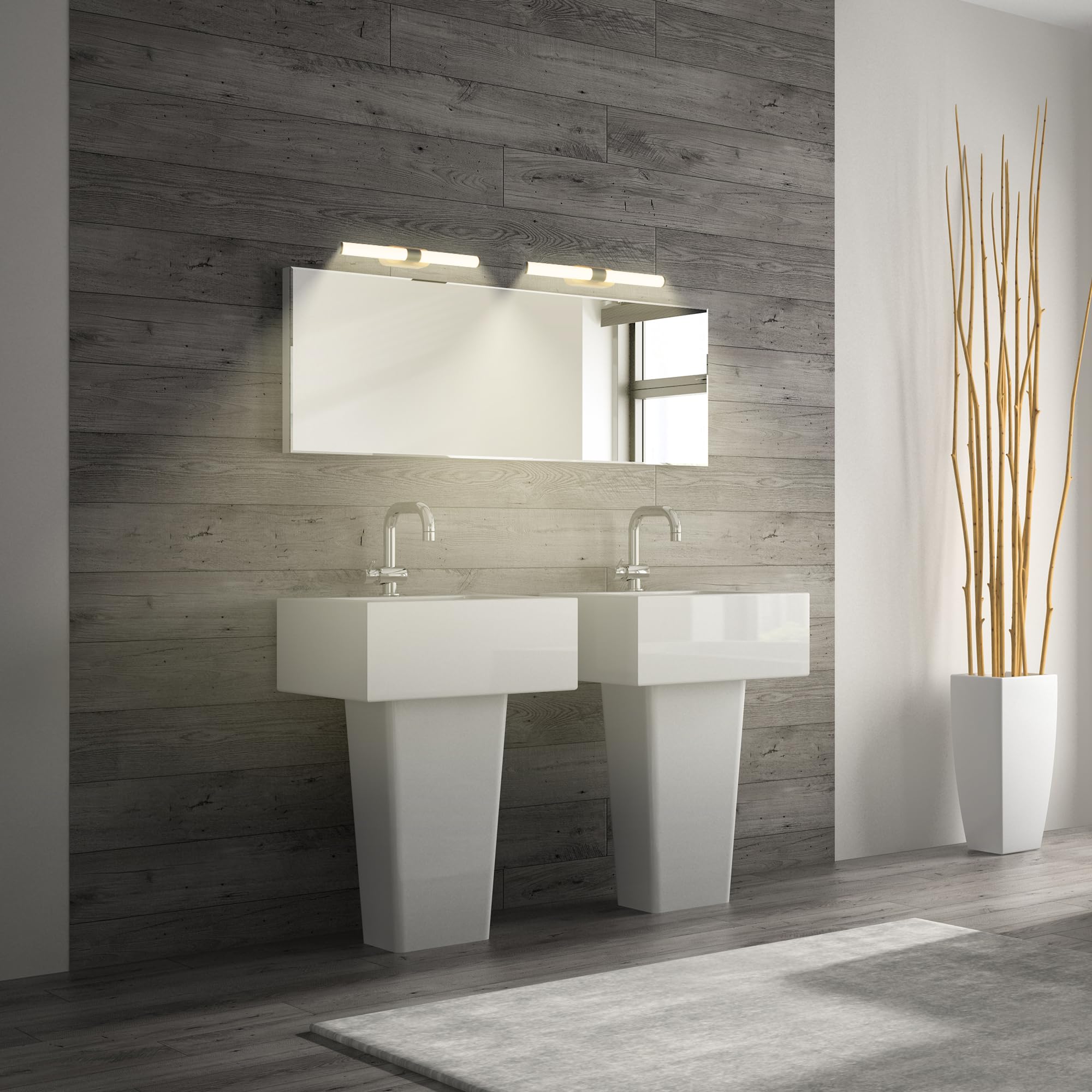 BRILONER – Lámpara de espejo para baño IP44, resistente a las salpicaduras, lámpara de espejo para baño, lámparas de espejo para baño, 40 x 6,5 x 4,5 cm, negro con acabado de madera