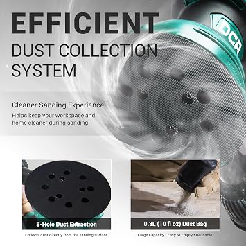 DCA Random Orbital Sander, 300W Electric Sander for Wood, 125mm 12000 OPM
