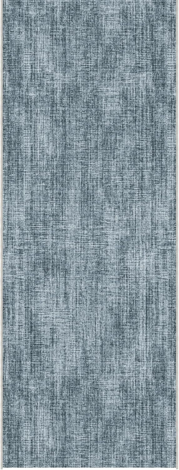 Ottomanson Runner Rug 1'10.5" x 8' – Soft Non-Slip Rug, Quick Dry Low Pile Carpet for Entryway, Kitchen, Hallway & Narrow Indoor Spaces, Solid Greyish Blue