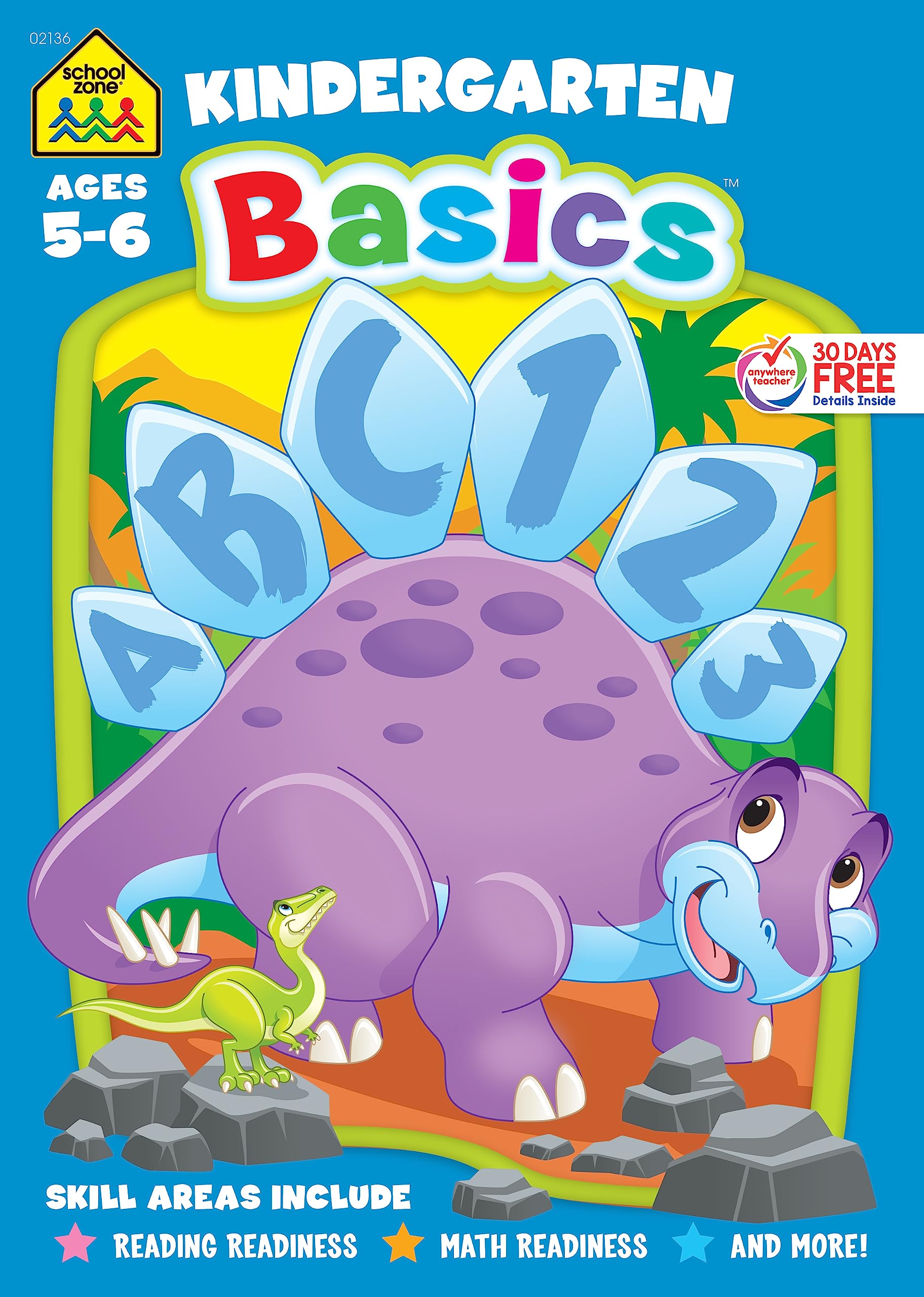 School Zone Kindergarten Basics Workbook: 32 Pages, Pre-K, Reading & Math Readiness, Shapes, Mazes, Beginning Sounds, Numbers, Ages 5 to 6