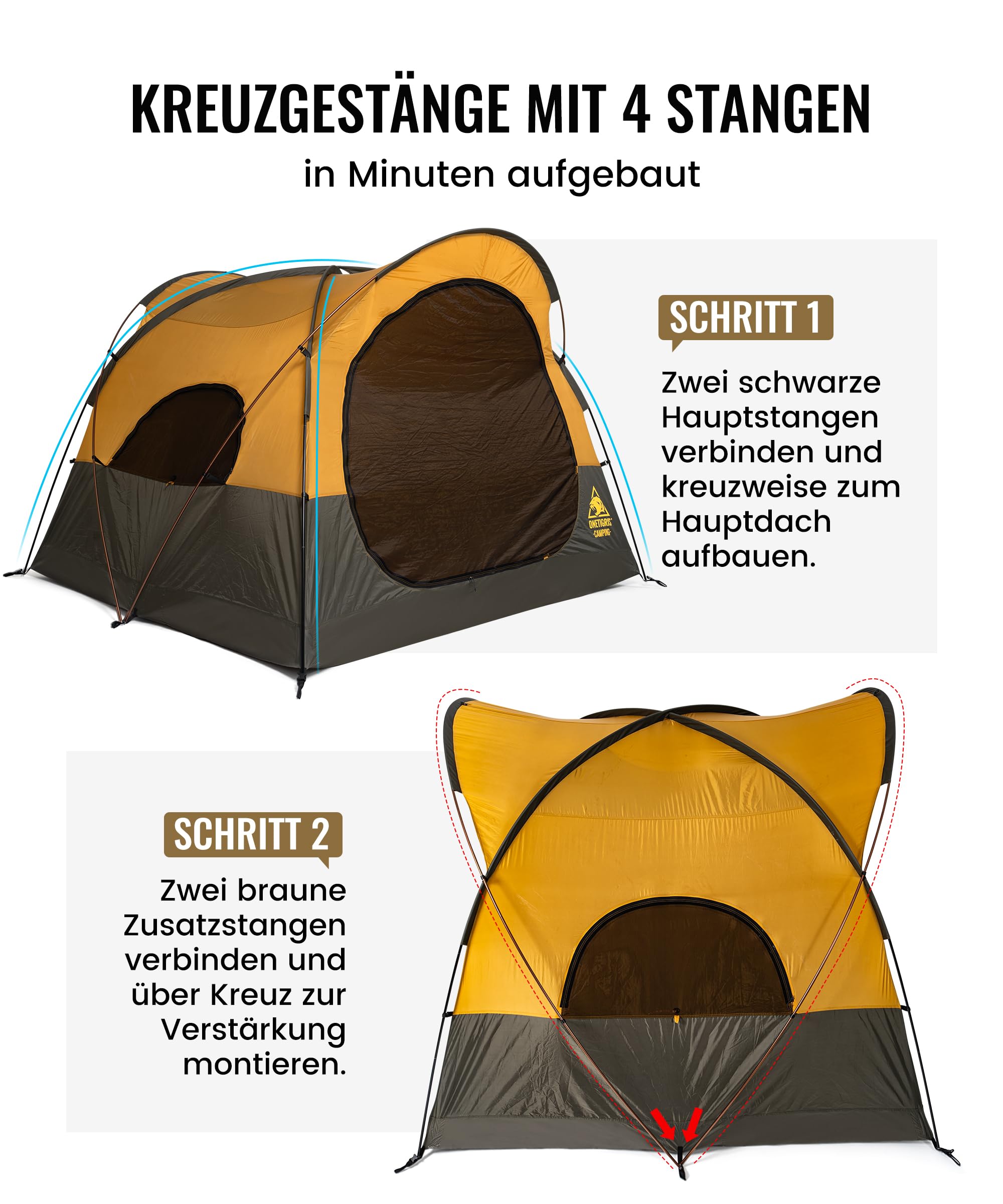 OneTigris Bastion - Tenda da campeggio per 2-4 persone, impermeabile