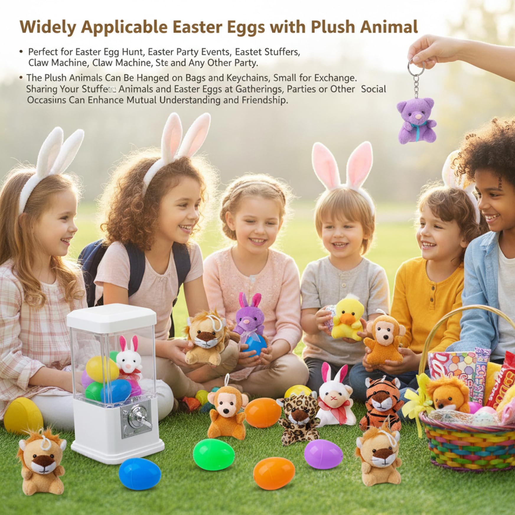 12 pezzi di riempitivi per uova di Pasqua, uova di Pasqua riempite di plastica con animali di peluche a sorpresa per bambini, riempitivi per cestini, bomboniere e per per le feste