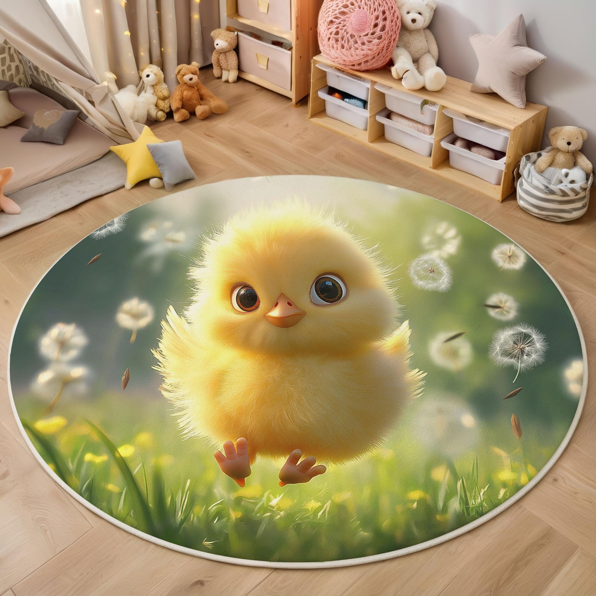 Tapis animaux herbe à poulet pour illuminer la chambre de bébé