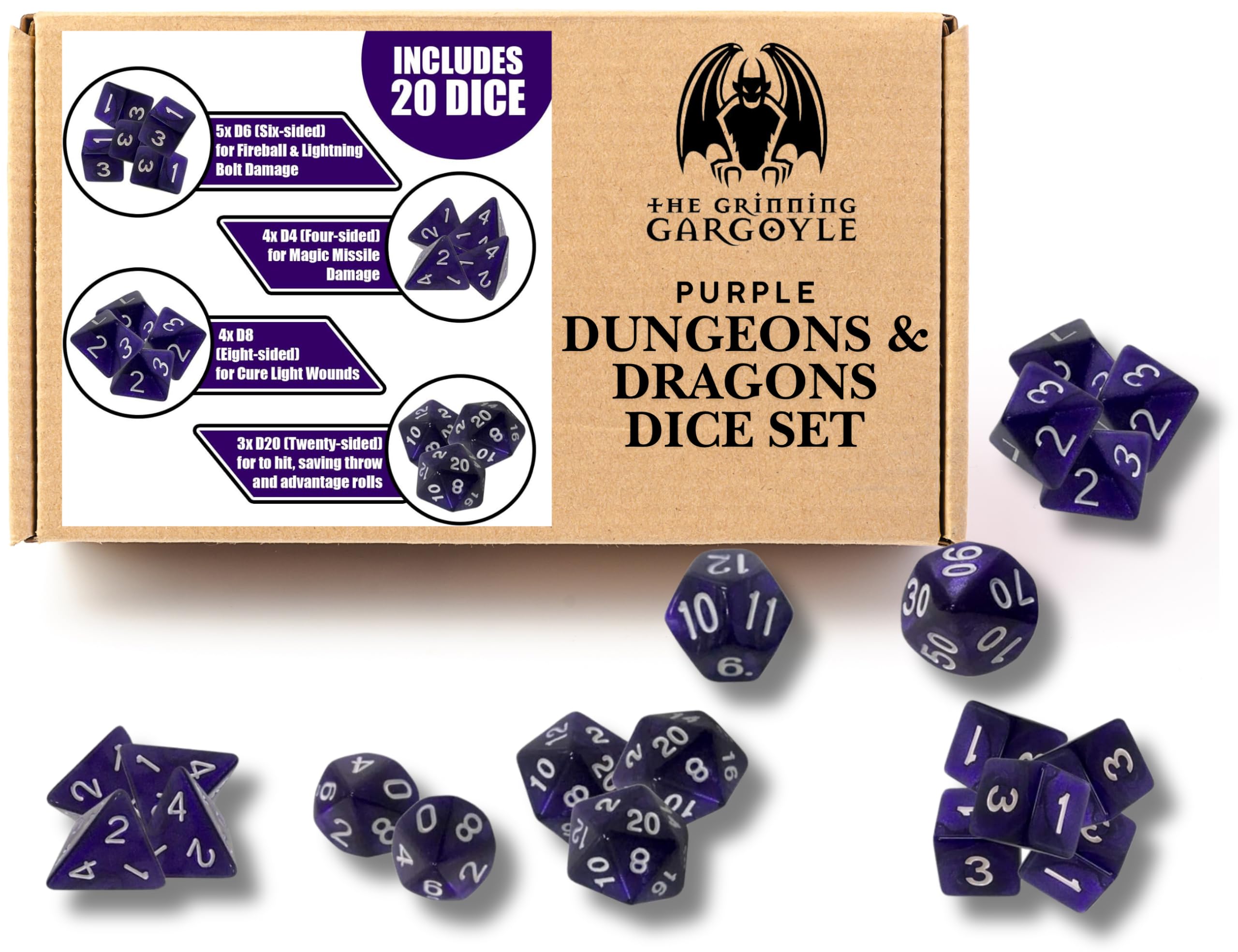 HS Dice Pearl Polyhedral Dice Sets For D&D, RPG - 5 Sets (35 Pieces) With D20, D12, D10, D%, D8, D6, D4 - View #7