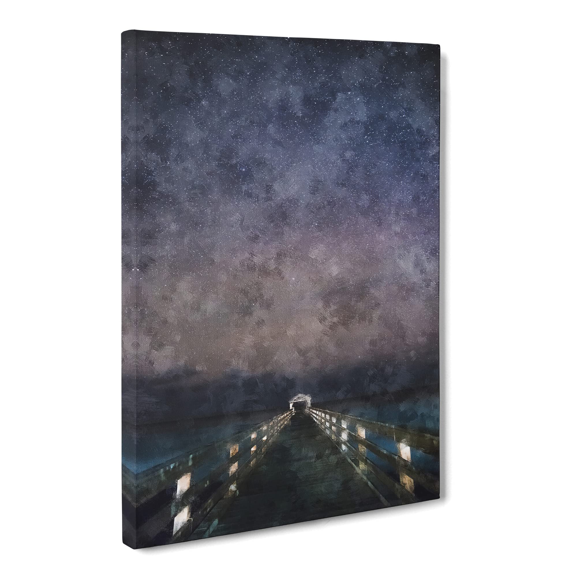 Walk The Pier To The Milky Way Canvas Print, Mixed, 25L x 50W cm