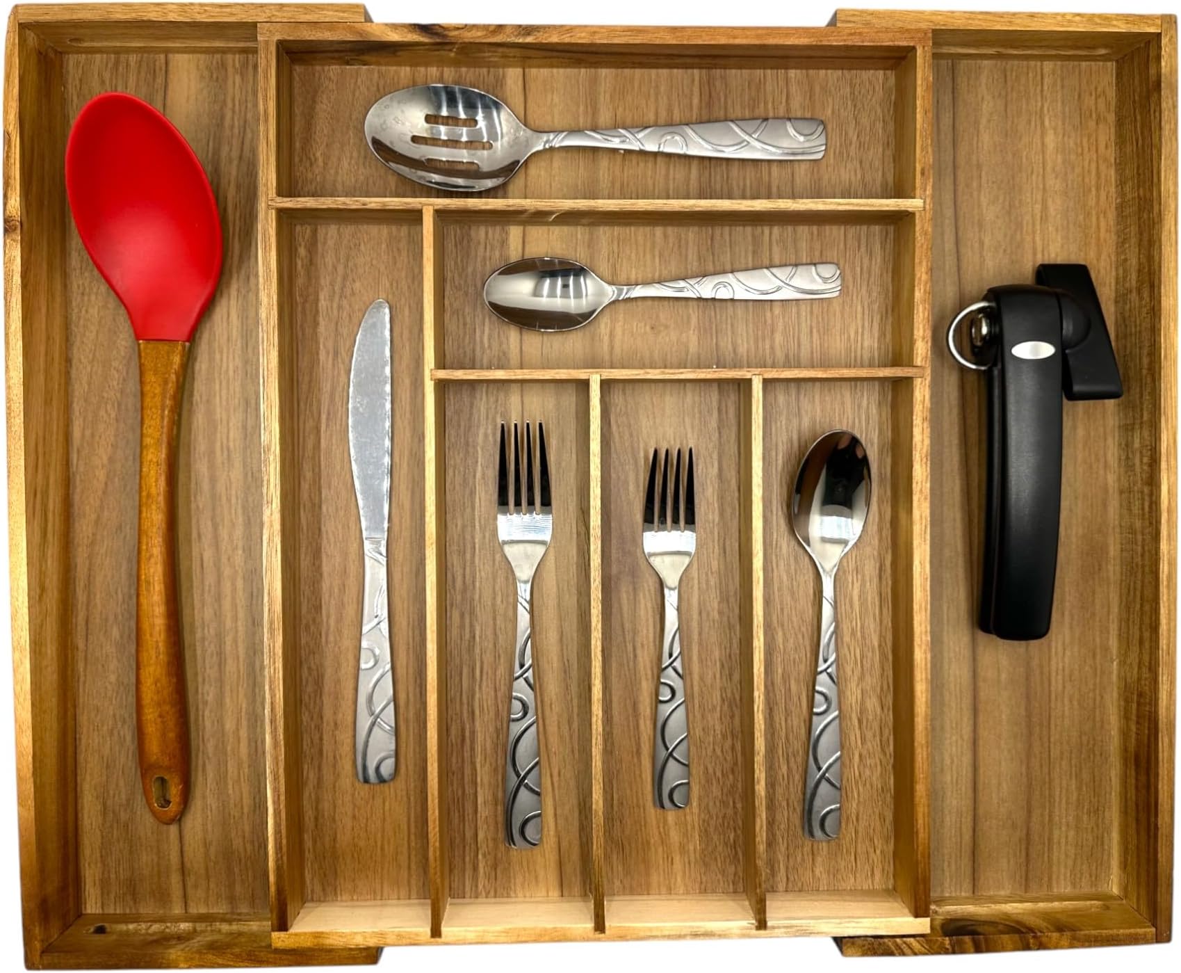 Amazon.com - BA Home Goods 8 Compartment Wooden Acacia Utensil ...
