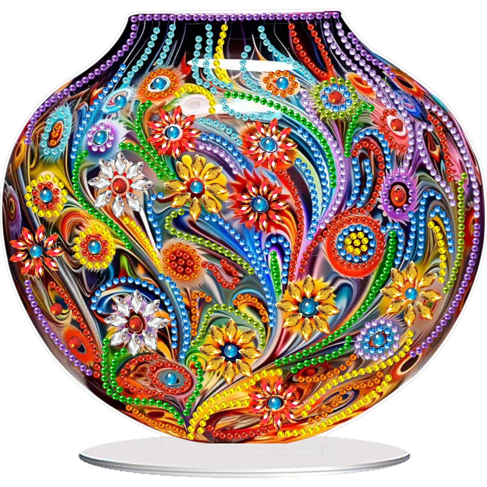 Diamond Art Kits for Adults, CAYUDEN 5D Stand Up Tabletop DIY Diamond Painting Accessories for Kids Gem Painting Arts and Crafts for Adults Desktop Ornaments Diamond Flat Vase Table Top for Decoration