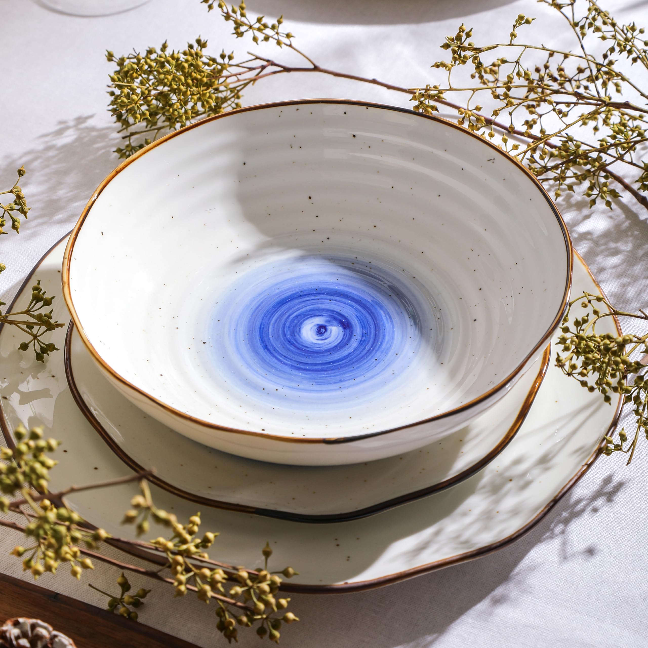 Christian Siriano Luma Geschirrset, Porzellan, Blau, 16-teilig