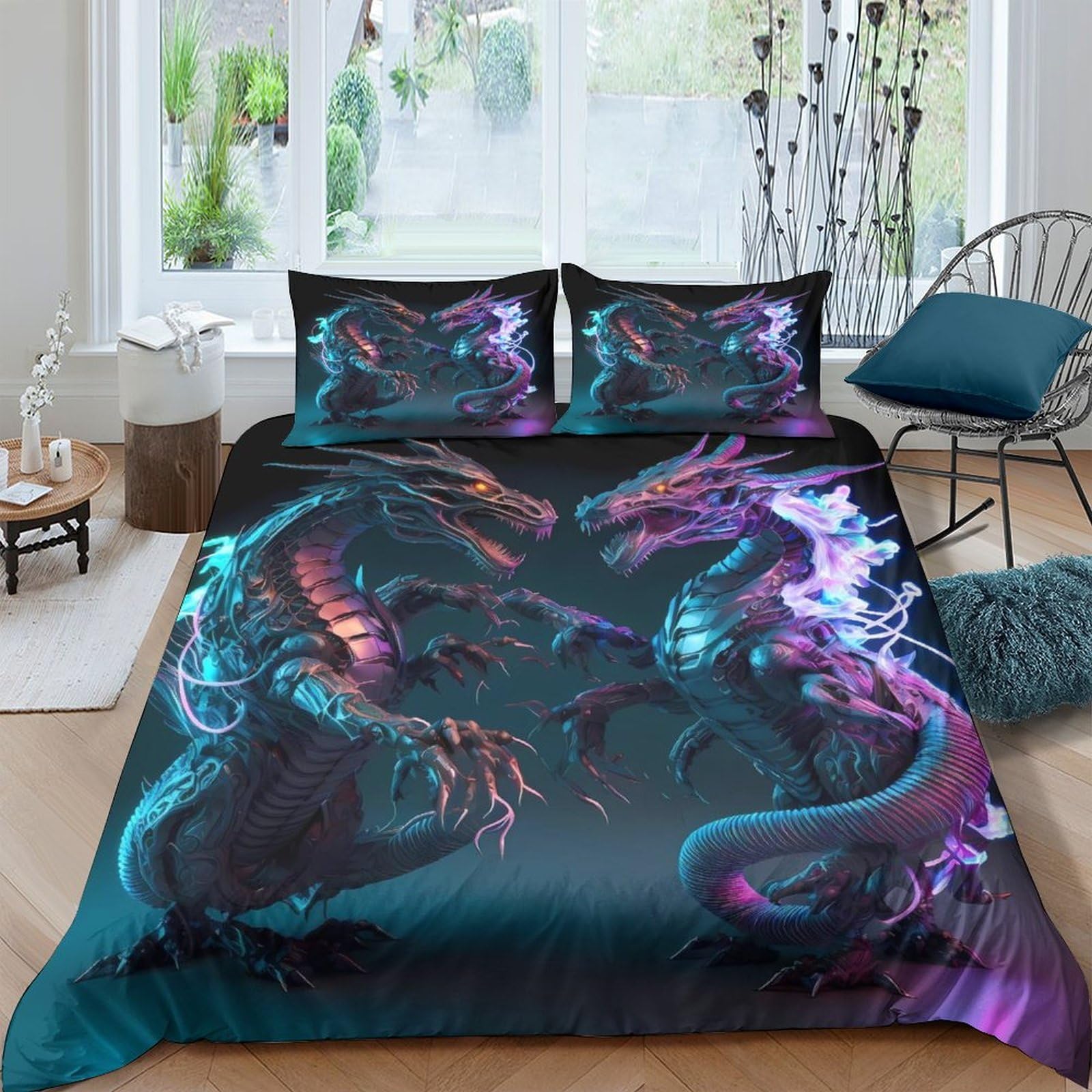 Ctjqhvkz Style-3 3D Printed Dragon Fantasy Fitted Sheet Microfiber Soft Anti-Slip Bed Sheet For Bedroom Dorm Mattress Decor Single（135X200cm）