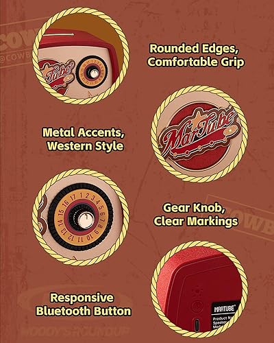 Miniatura 4 de Altavoz Bluetooth retro occidental | Sonido HD | Inalámbrico portátil | Tiempo de reproducción de 15 horas | Luz nocturna | Lindo altavoz para el