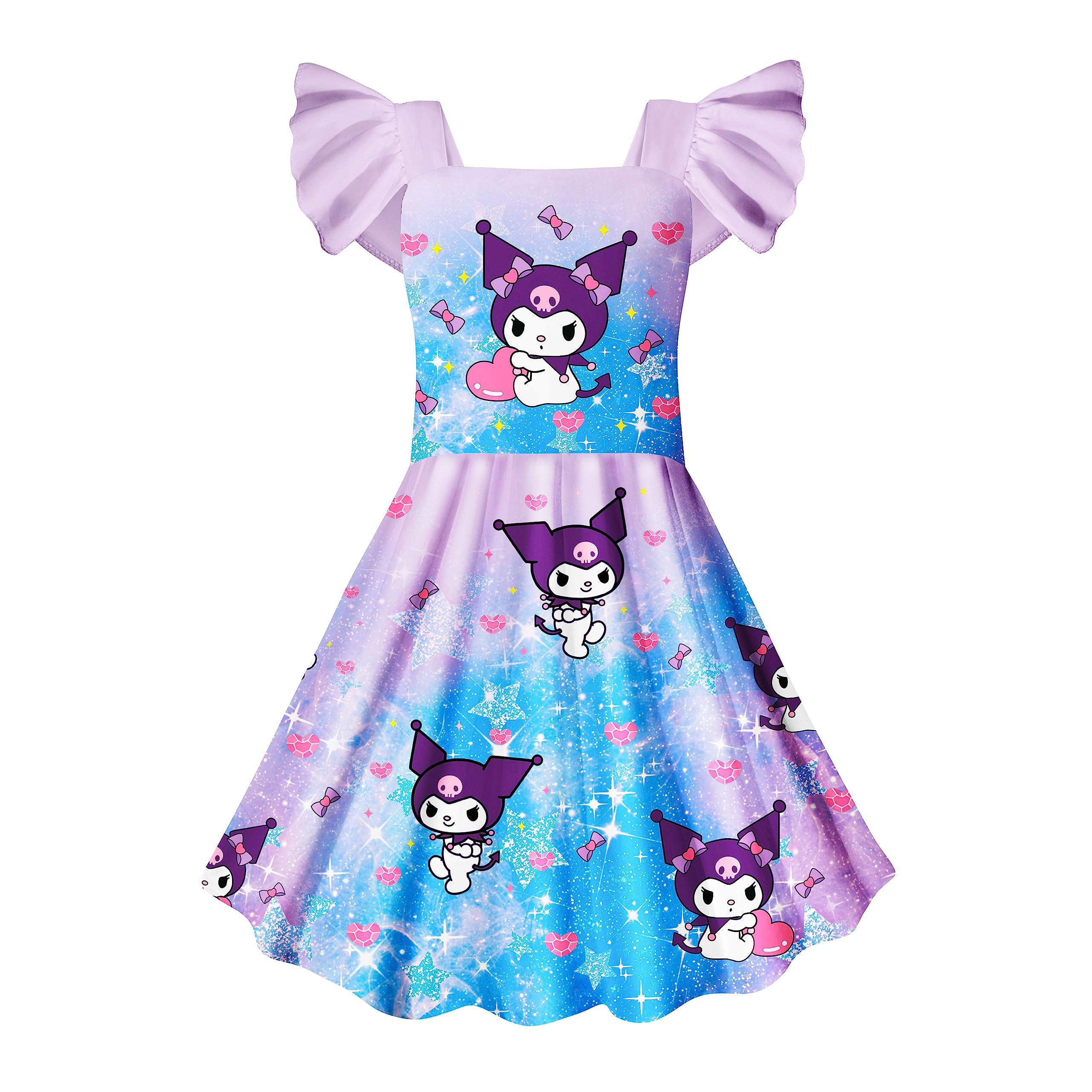 BostetionGirls Cute Cartoon Dress Little Kids Cute Party Dress for 5-14Y Casual Kids Clothing