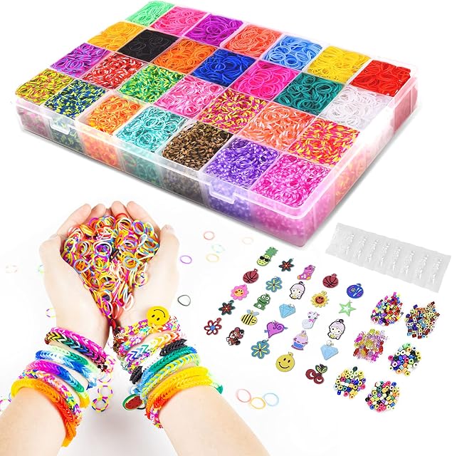 Joyjam Loom Bands Set, Jewelry Making Kit for Girls Friendship Bracelet Making Kit with 10000+ Rubber Bands, Birthday Party Gifts for Kids Toys for Girls Boys Age 6-13