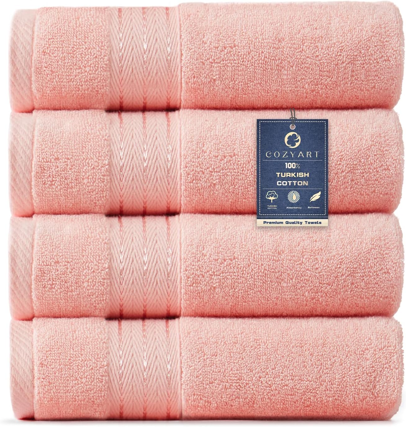COZYART Pink Hand Towels for Bathroom 4 Pcs, 13x30 100