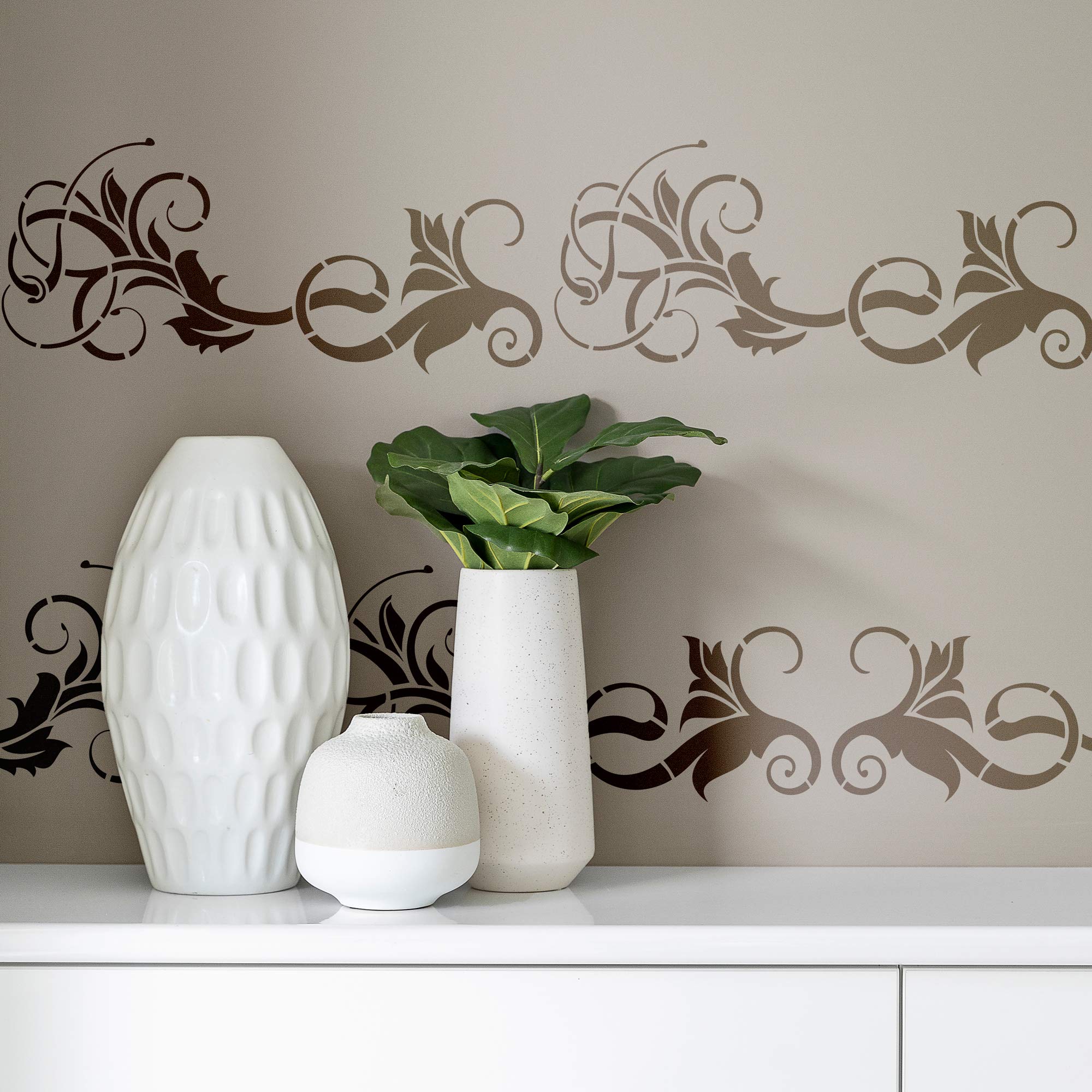 NAKLEO Szablon Malarski do Malowania Ścian Bordiura Duże, 45x95 cm Zawirowanie Ornament, Wielorazowy Wielokrotny Plastik, Wzór DIY Ornament Rękodzieło Dom Dekoracje, Papier Ściany Tkaniny Drewno Meble