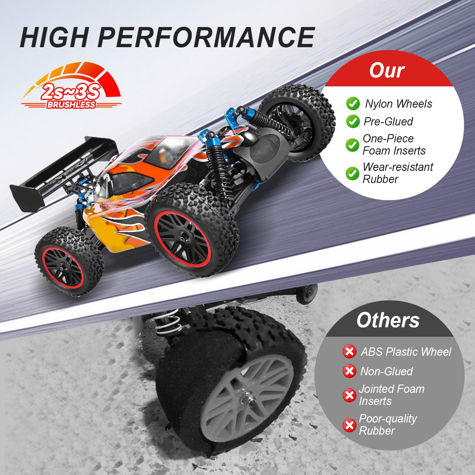 Amazon | HobbyPark 12mm 六角 接着済み 1/10 RC バギータイヤと