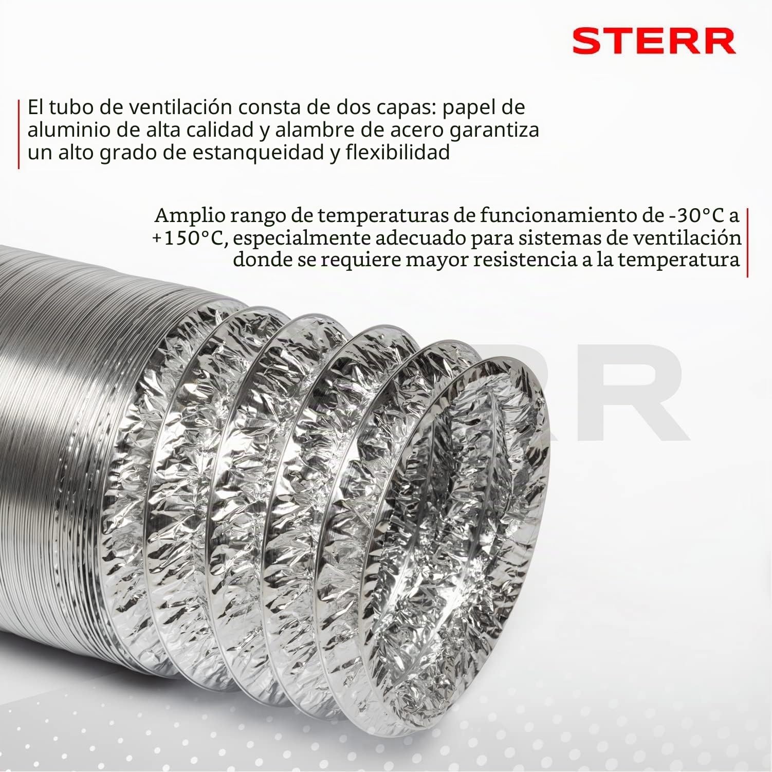 STERR Manguera flexible para conductos de ventilación 300 mm x 10 m - Mangueras de escape - Mangueras para conductos de calefacción y refrigeración - Ventilación y Aire Acondicionado - ALD300_10
