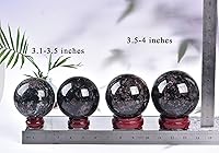 Vista 21 de AMOYSTONE Bola de aventurina azul Natural Cuarzo Cuarzo Cristal Esfera Piedra Bola con Base de Madera