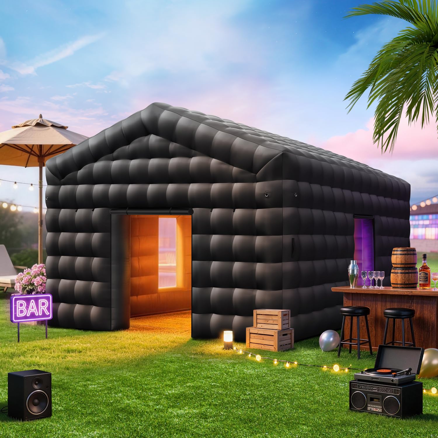 WZIIOT Inflatable Nightclub with Projector Screen 20x16.5x12FT Large Inflatable Party Tent with 750W Blower for Adults, Birthday, Wedding, Backyard