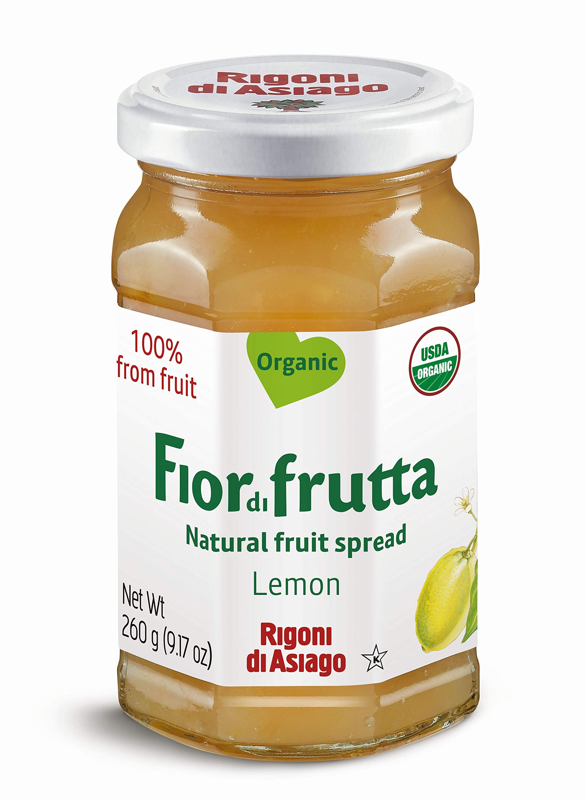 Rigoni Di Asiago Fiordifrutta Organic Fruit Spread, Lemon, 9.17 Ounce, (Pack of 6)