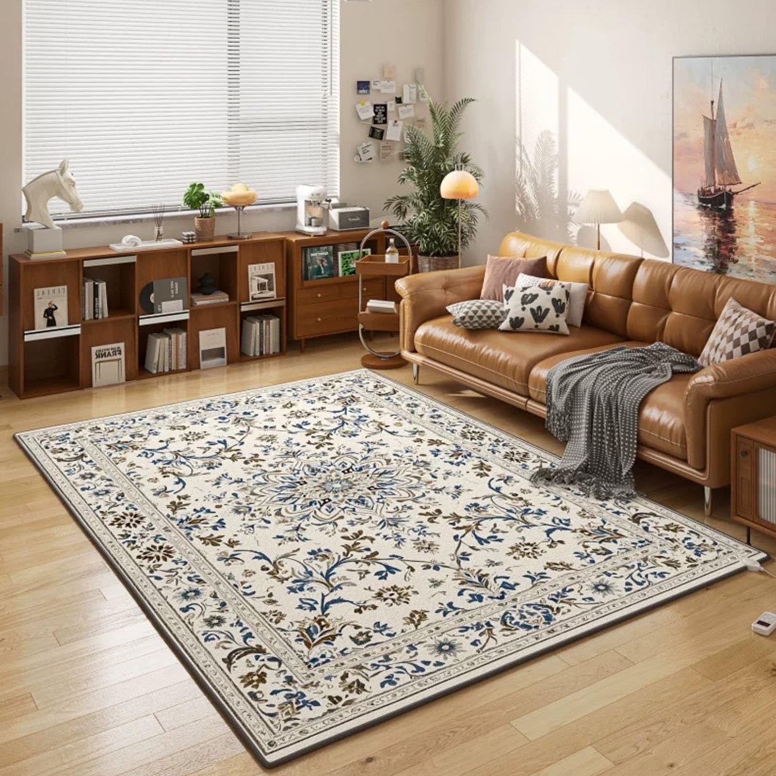 Alfombra calefactable de gran tamaño con termostato | Alfombra calefactora cómoda para interiores: ideal para oficinas, sofás y salas de estudio(D,100*150CM)