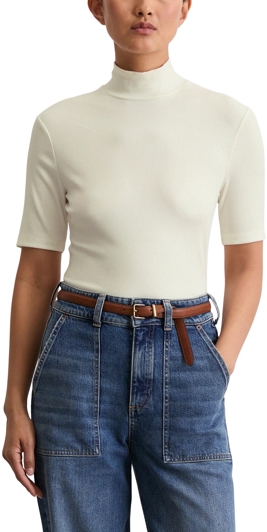 Marc OߴPolo Damen T-Shirt mit Rollkragen Slim Fit