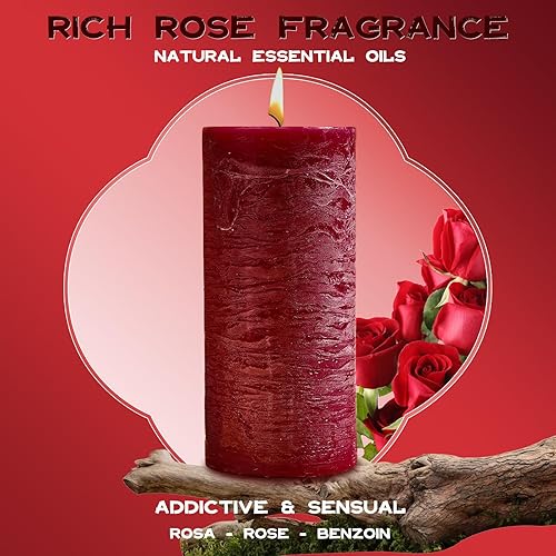 Miniatura 6 de Vela romántica perfumada de rosa 2.8 x 6 pulgadas, 75 horas de combustión, vela perfumada de rosa roja texturizada para mujeres, vela de