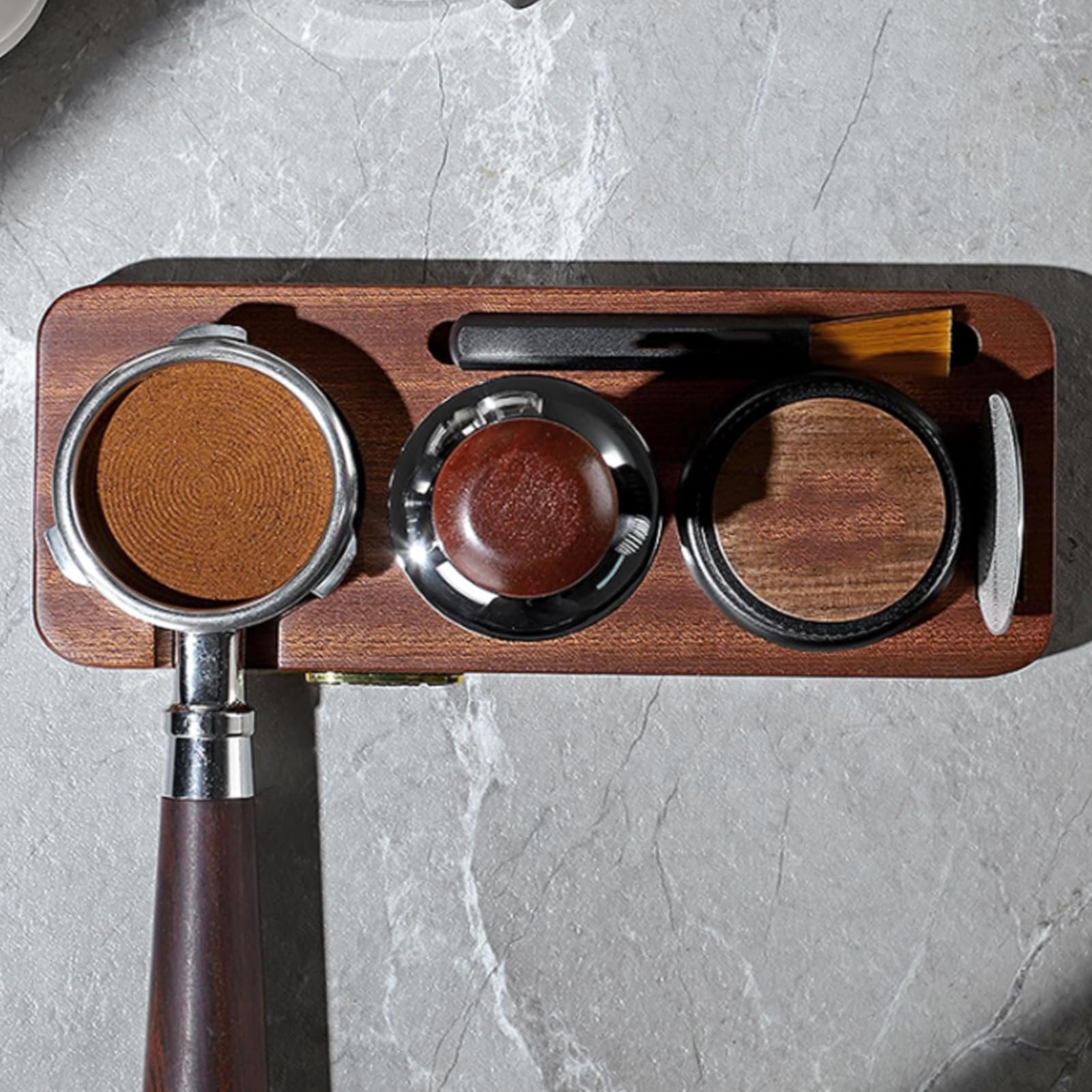 Tamping-Station für 51 mm Siebträger, Walnussholz, Kaffee-Tamper-Aufbewahrungsständer für Zuhause, Café