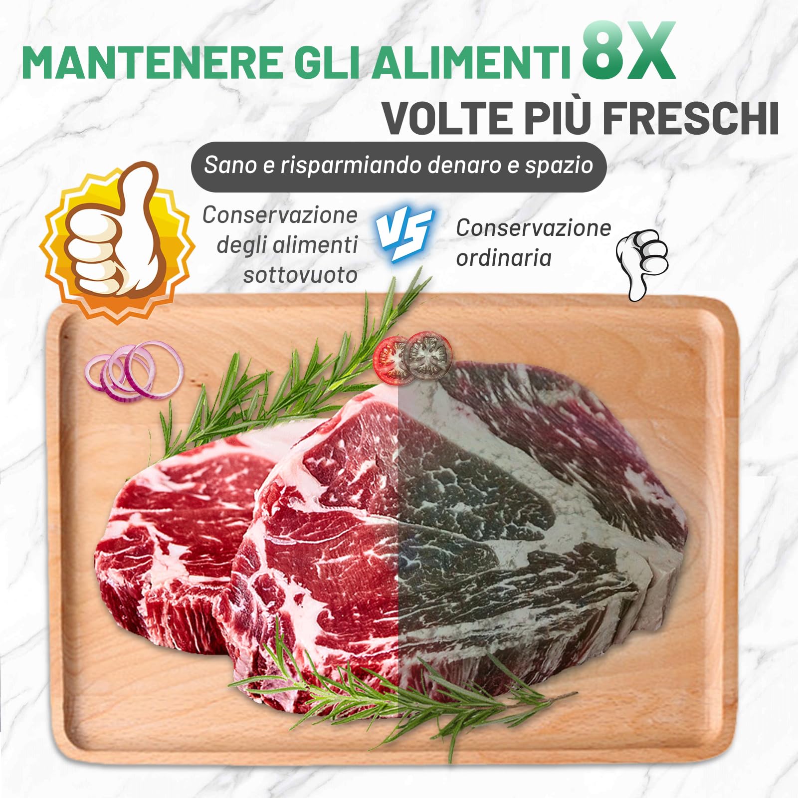 Raycial Macchina Per Sottovuoto con Sacchetti Sottovuoto, Macchina per Sottovuoto 5 in 1, per Asciutto, Umidità, Fresco, Saldatrice Per Alimenti, Sigillatrice Compatta E Completamente Automatic