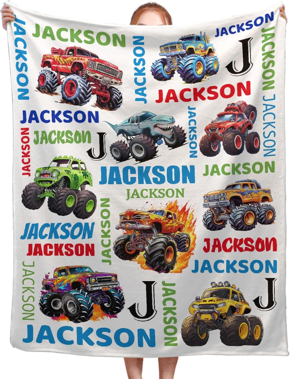 Truck Custom Name BlanketPersonalized Baby Blanket for Girls Boys Truck Lovers