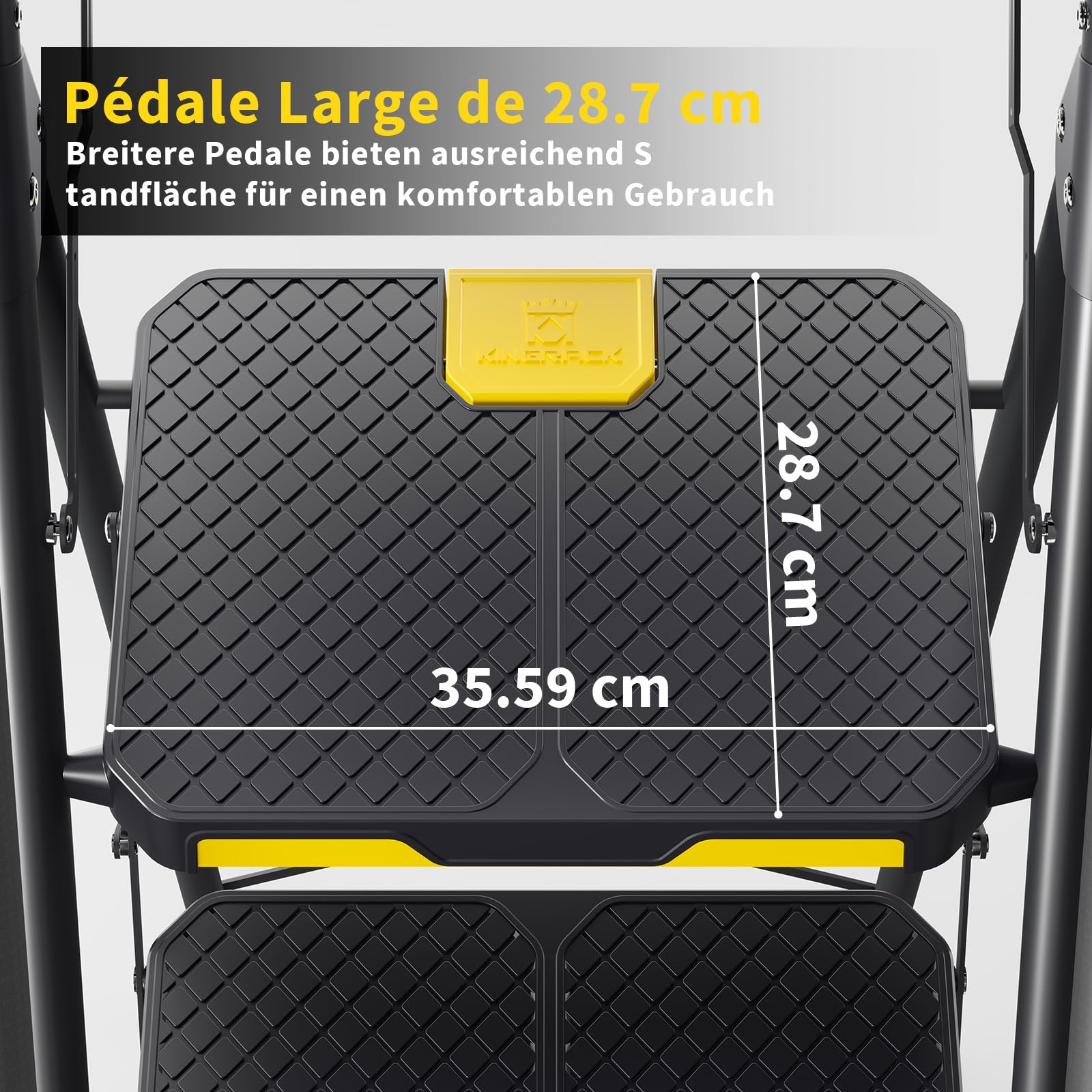 KINGRACK Escabeau 5 Marches avec Plateau à Outils et Large Pédale Antidérapante, Marche Pied Pliable avec Mains Courantes, Échelle Domestique pour Maison Cuisine Garde-Manger Placards et Bureau, Noir