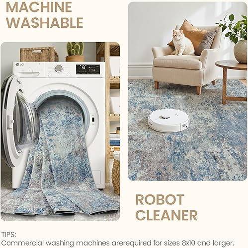 Vista 33 de Alfombra de área para sala de estar: 5 x 7 de interior, suave, esponjosa, alfombra abstracta para dormitorio, cocina, comedor, suelo, alfombra