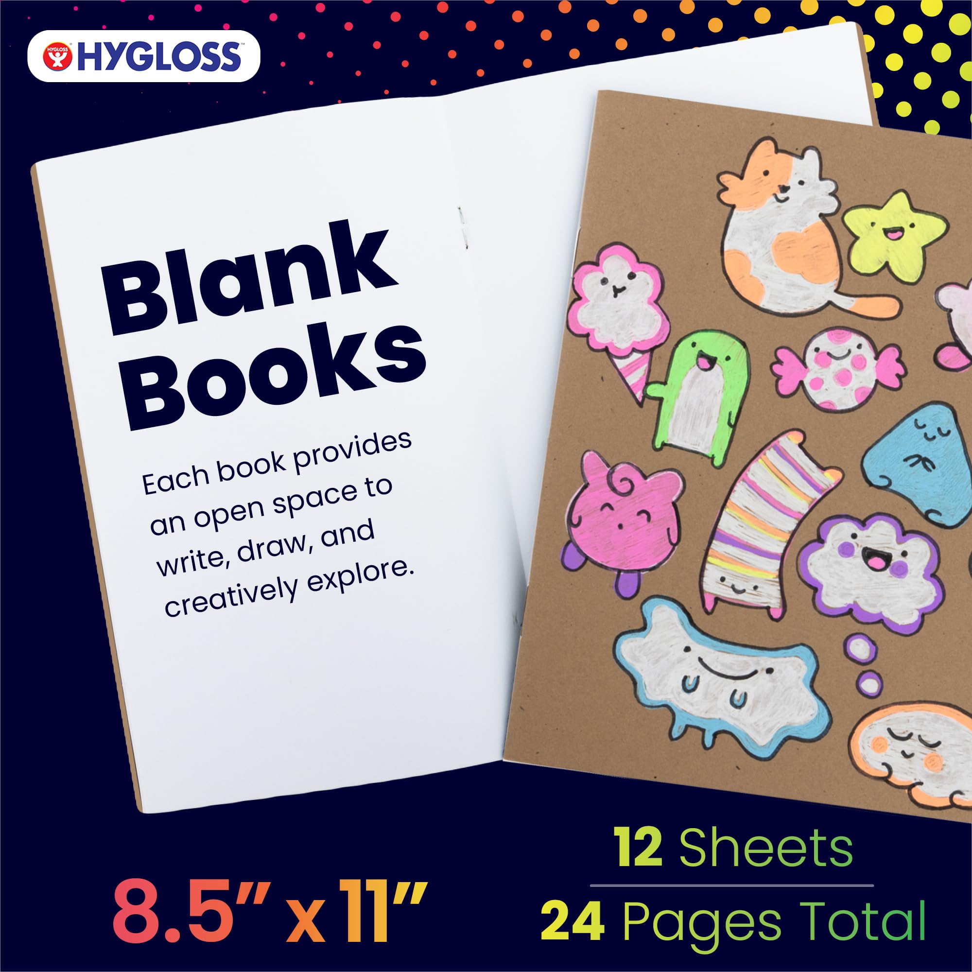 Hygloss Kraft - Libri vuoti, quaderni sfoderati, per diari, schizzi, scrittura, 24 pagine bianche, 20 x 25 cm, 50 libri