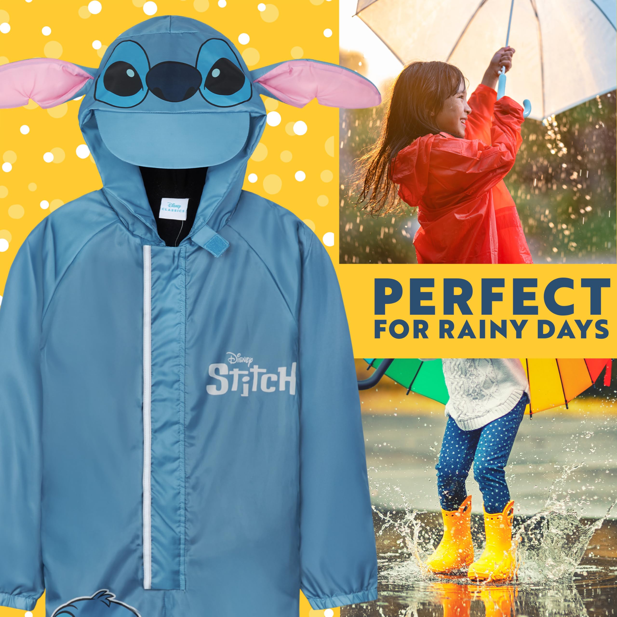 Get Trend Disney Mono Impermeable Bebe Niña con Forro Polar Traje de Lluvia Chaqueta con Cremallera Ropa Impermeable