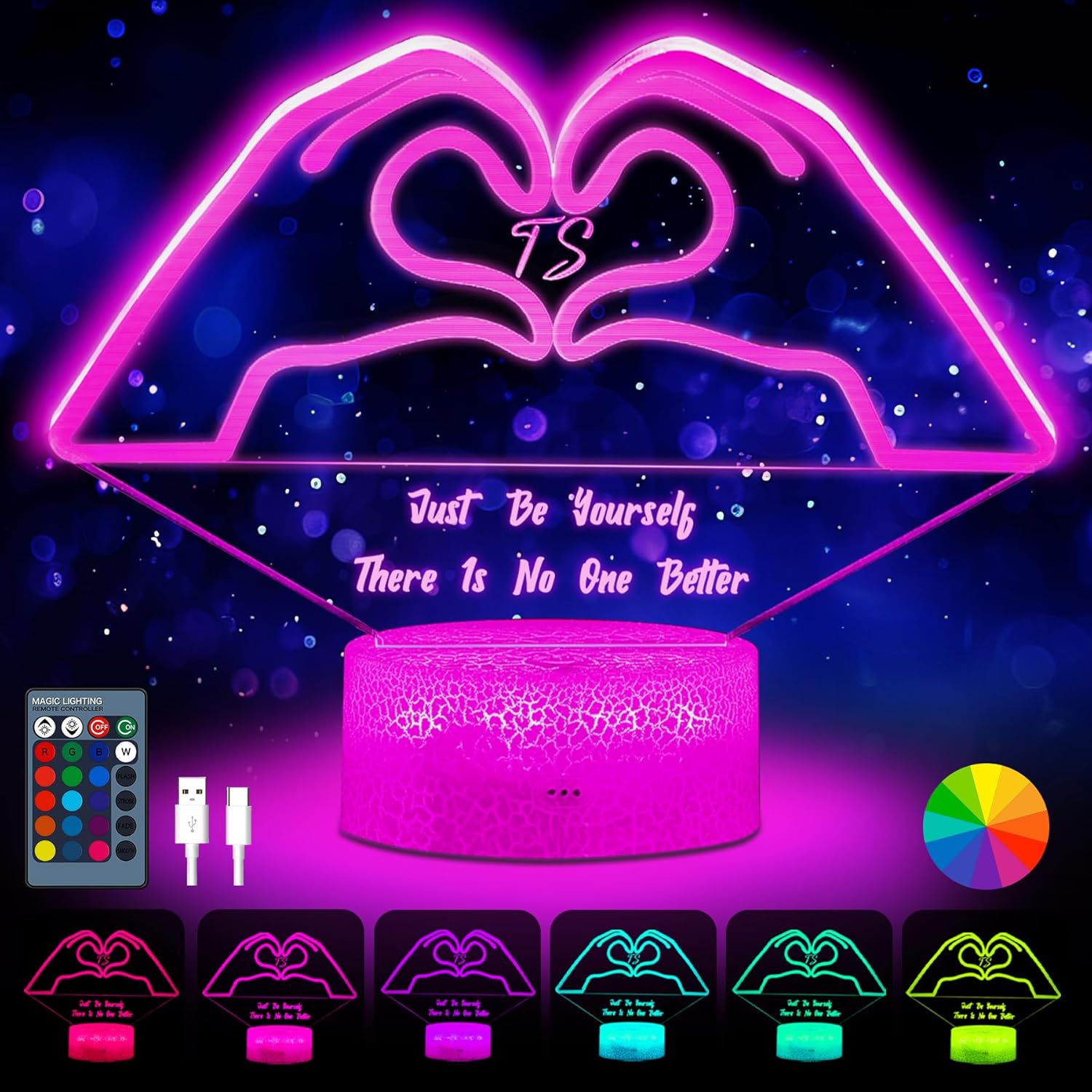 JUNSHE Night Light 3D Table Lmap Gifts for Girls Fans Music Lover with Remote 16 RGB Color Changing