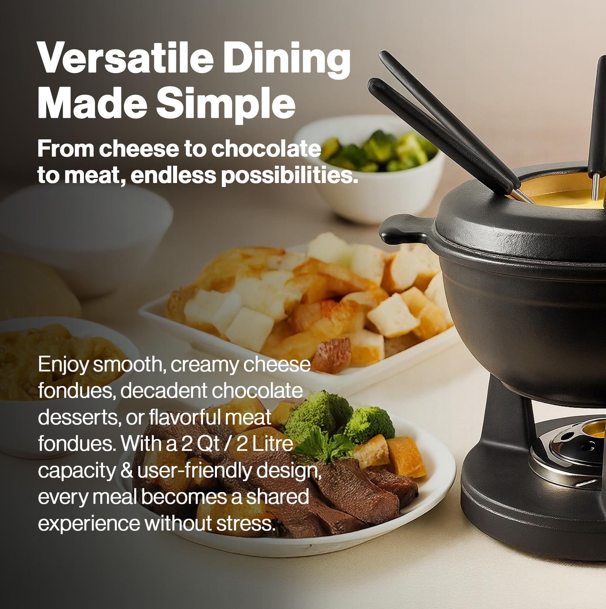Swissmar F66542 Fondue, Cast Iron, Mattes Schwarz