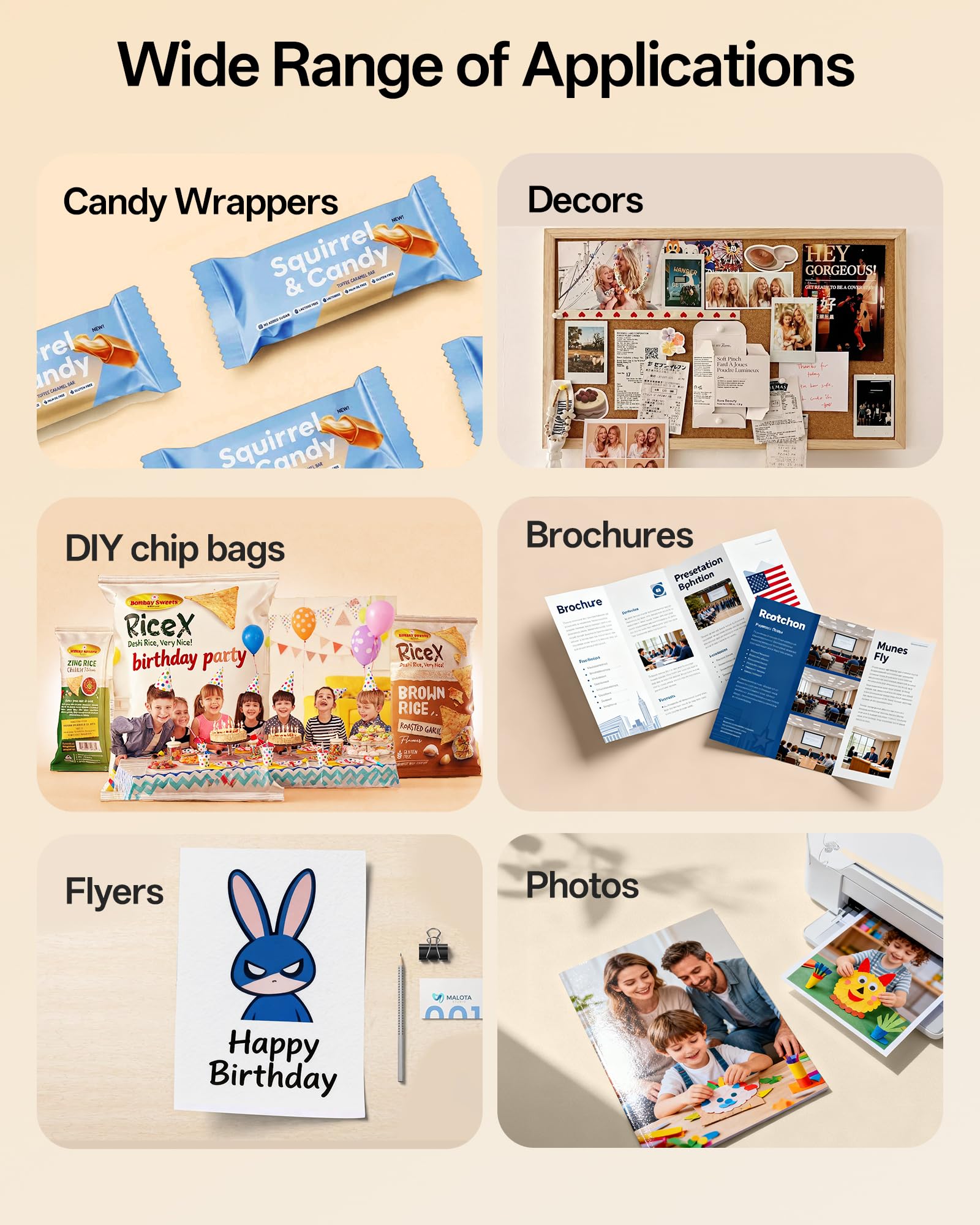 220 Blatt dünnes Papier, glänzend, für Tintenstrahldrucker, 21,6 x 27,9 cm, 13,6 kg, 120 g/m², A4, Briefgröße, geeignet für alle Farbstoffdrucker HP001