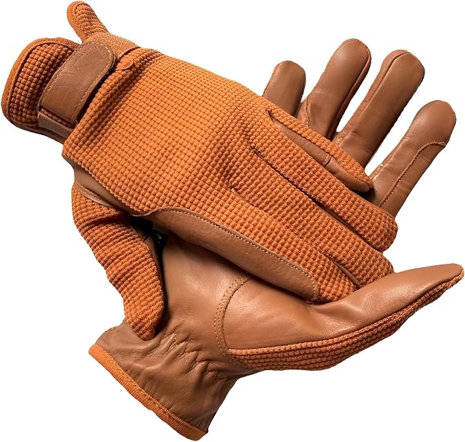 Gents Horse Riding Men Gloves Equestrian Real Leather & Cotton