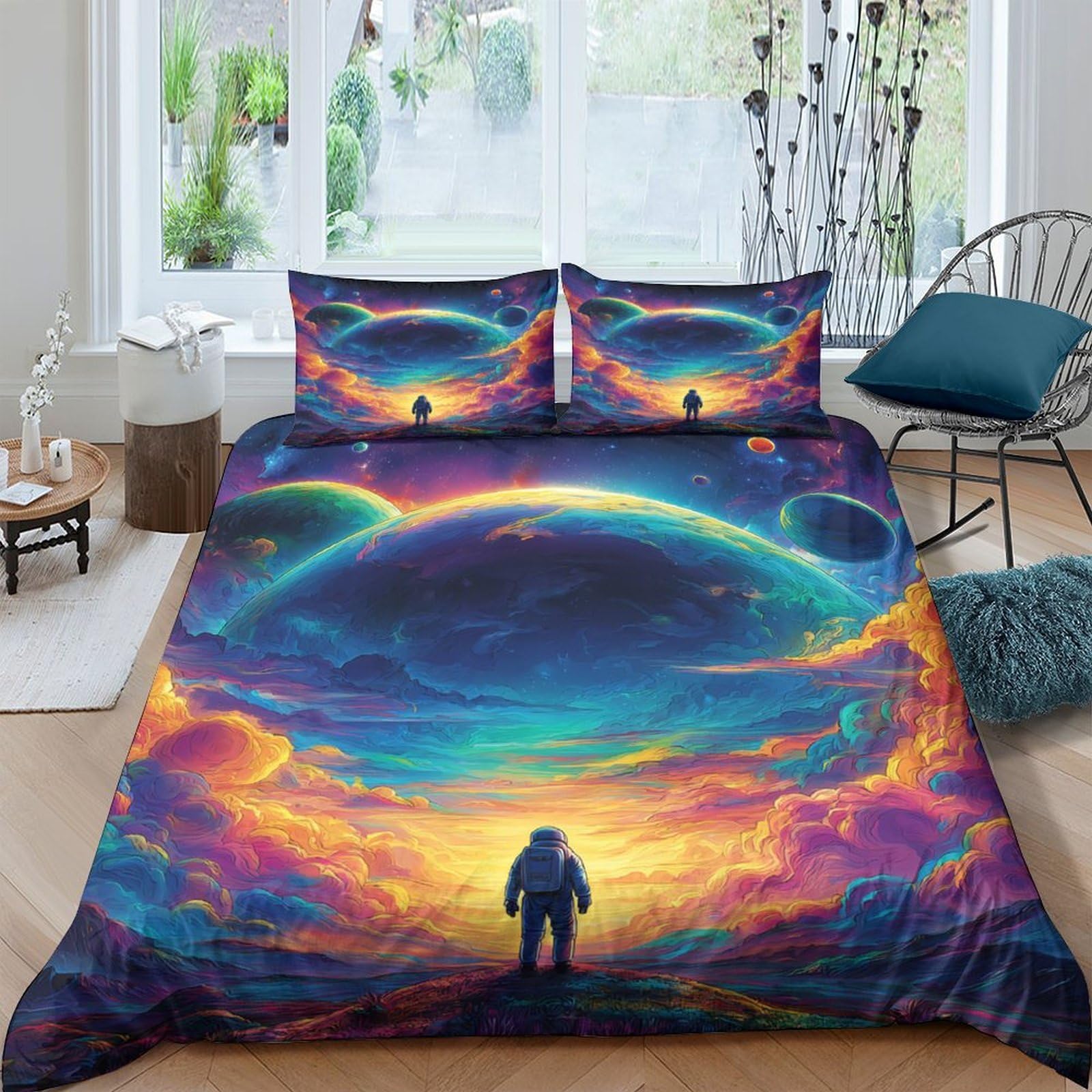 Ctjqhvkz Style-10 3D Printed Galaxy Starry Sky Fitted Sheet Microfiber Mattress Cover Cosmic Nebula Decor For Bedroom Guestroom Single（135X200cm）