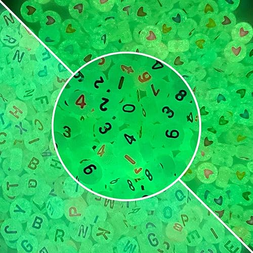 800 cuentas de letras blancas luminosas mixtas redondas de acrílico de 0.157 x 0.276 pulgadas, cuentas de letras del alfabeto que brillan en la