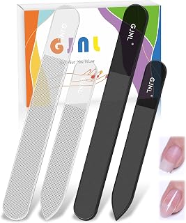 Glass Nail Files Nano Shiner - Professional Glass Files with Case Birthday Valentine's Day Gifts for Women, GJNL 4 Pack Double Sided Upgrade Glass File for Natural Nails and Nano Glass Nail Buffer
