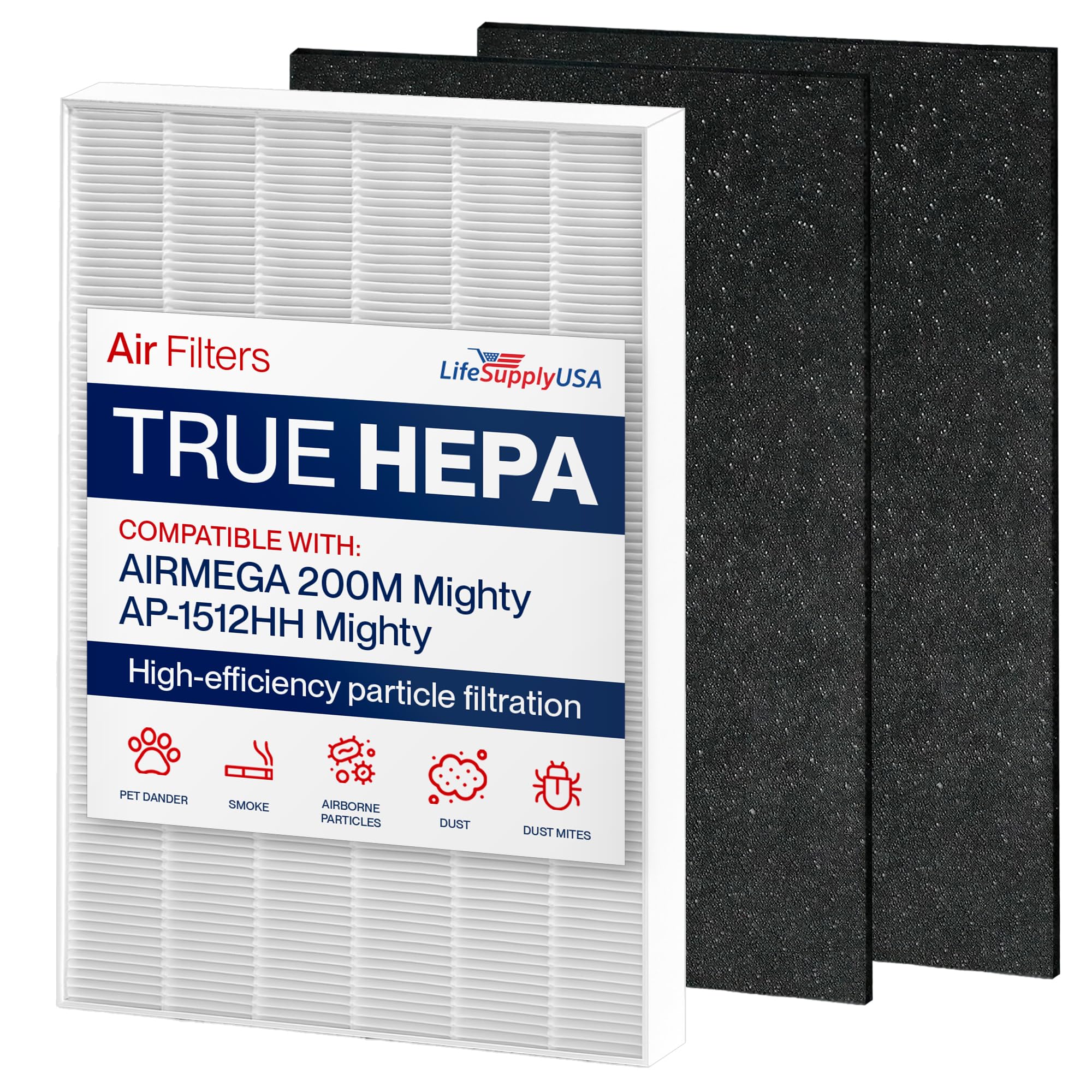 3304899 Filter Set Replacement Compatible with Coway Airmega AP-1512HH, 200M, AP-1512HHS, AP-1518R, AP-1519P -True HEPA + Activated Carbon Filters by