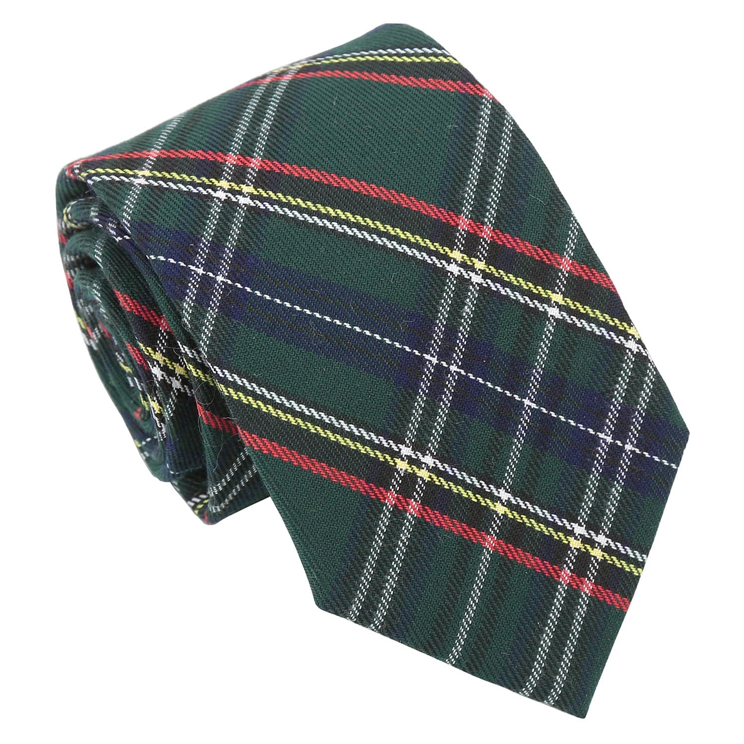 DQT Mens Tartan Plaid 8cm Tie – Wedding, Business & Formal Necktie - Green