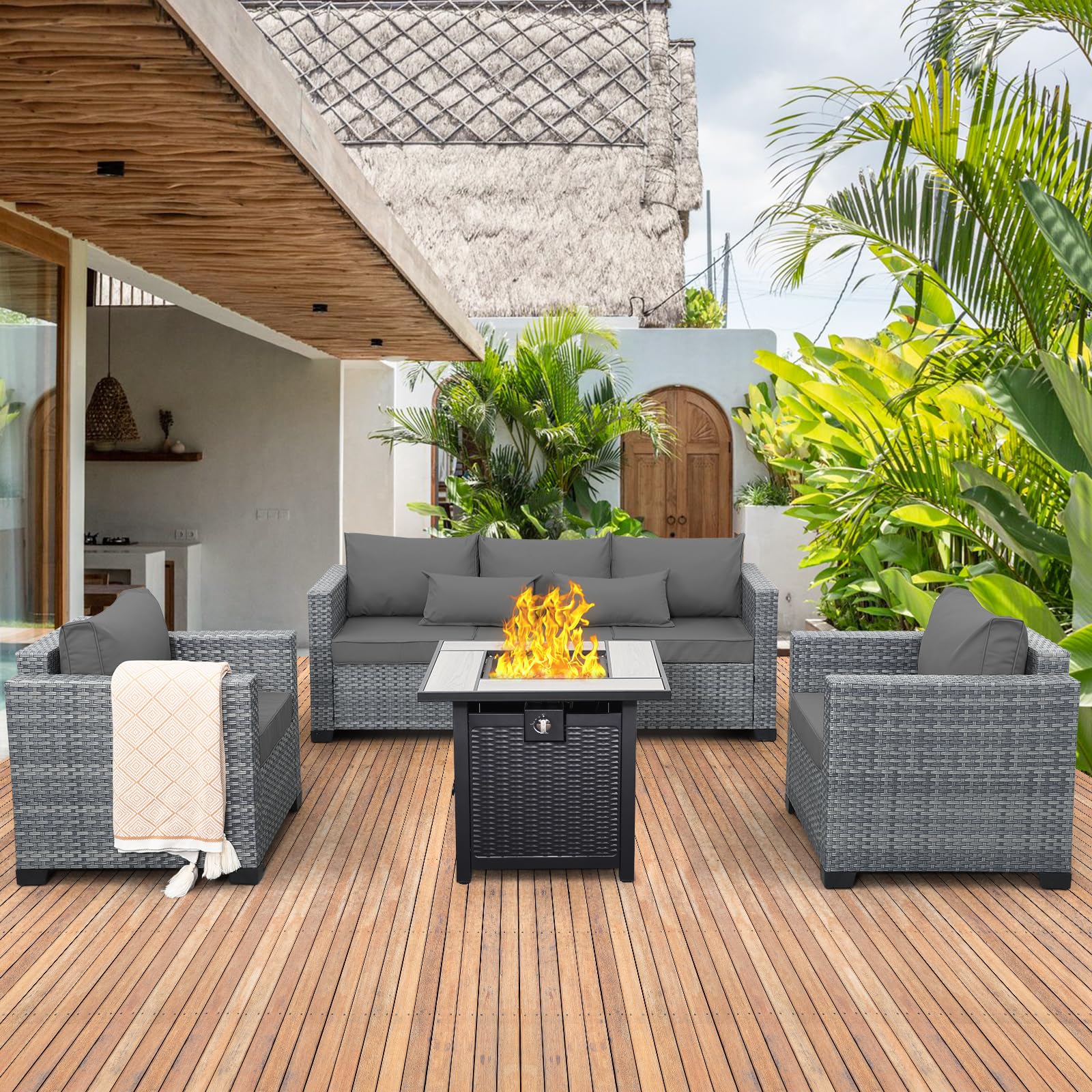 19 Sets Of Patio Furniture with Fire Pits For Cozy Outdoor Seating Solutions 5 Patio Furniture with Fire Pits