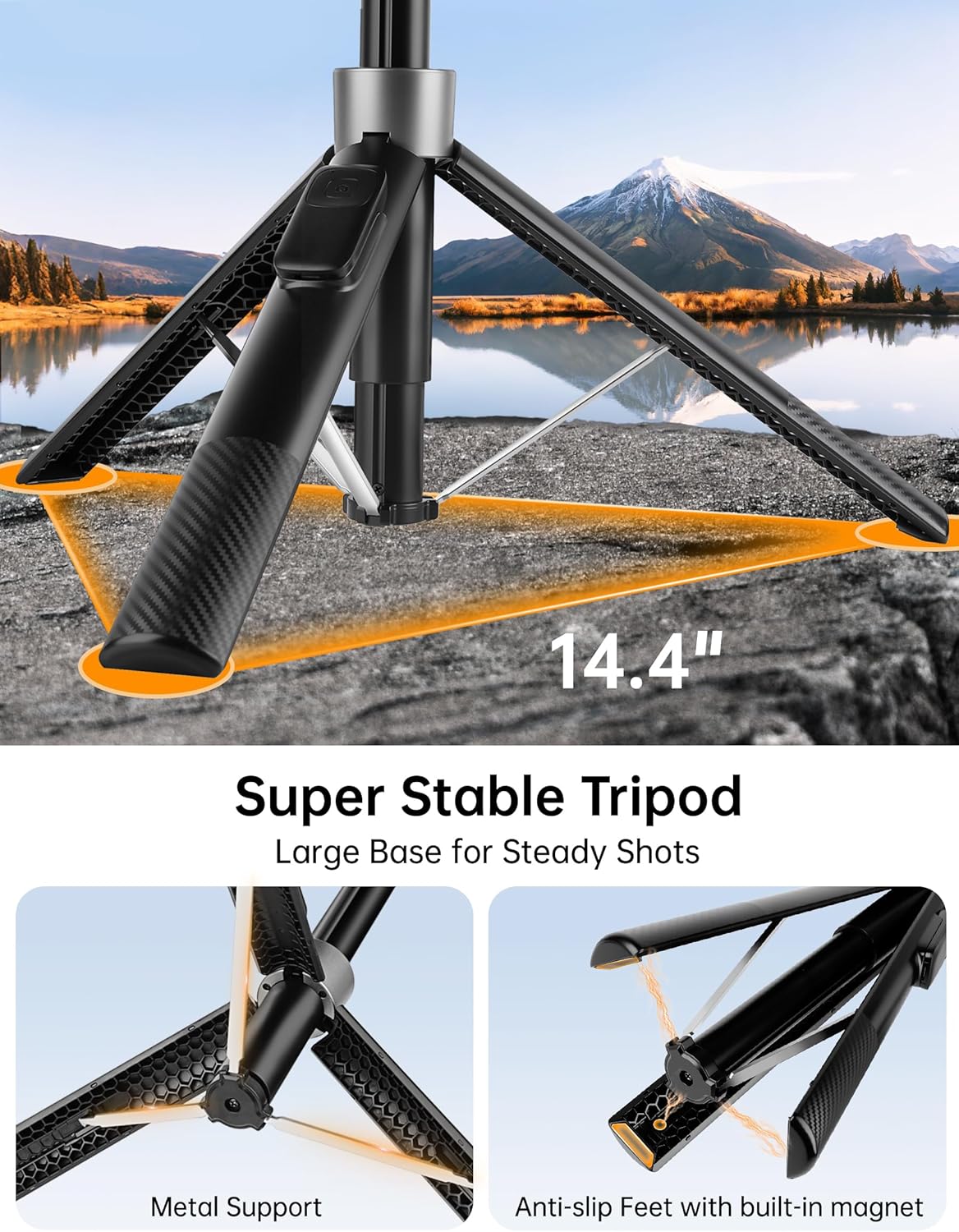 70" Magnetic Phone Tripod, Selfie Stick Tripod for iPhone Magsafe with Rechargeable Remote & 2 in 1 Magnetic Holder, Portable Cellphone Stand for Recording Travel, Compatible with iPhone and Android