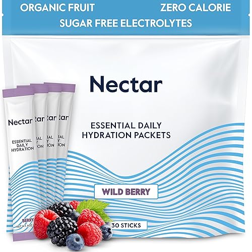 Nectar-Paquetes de electrolitos en polvo, sin azúcar ni calorías, líquido de frutas orgánicas, hidratación diaria IV para alivio de la
