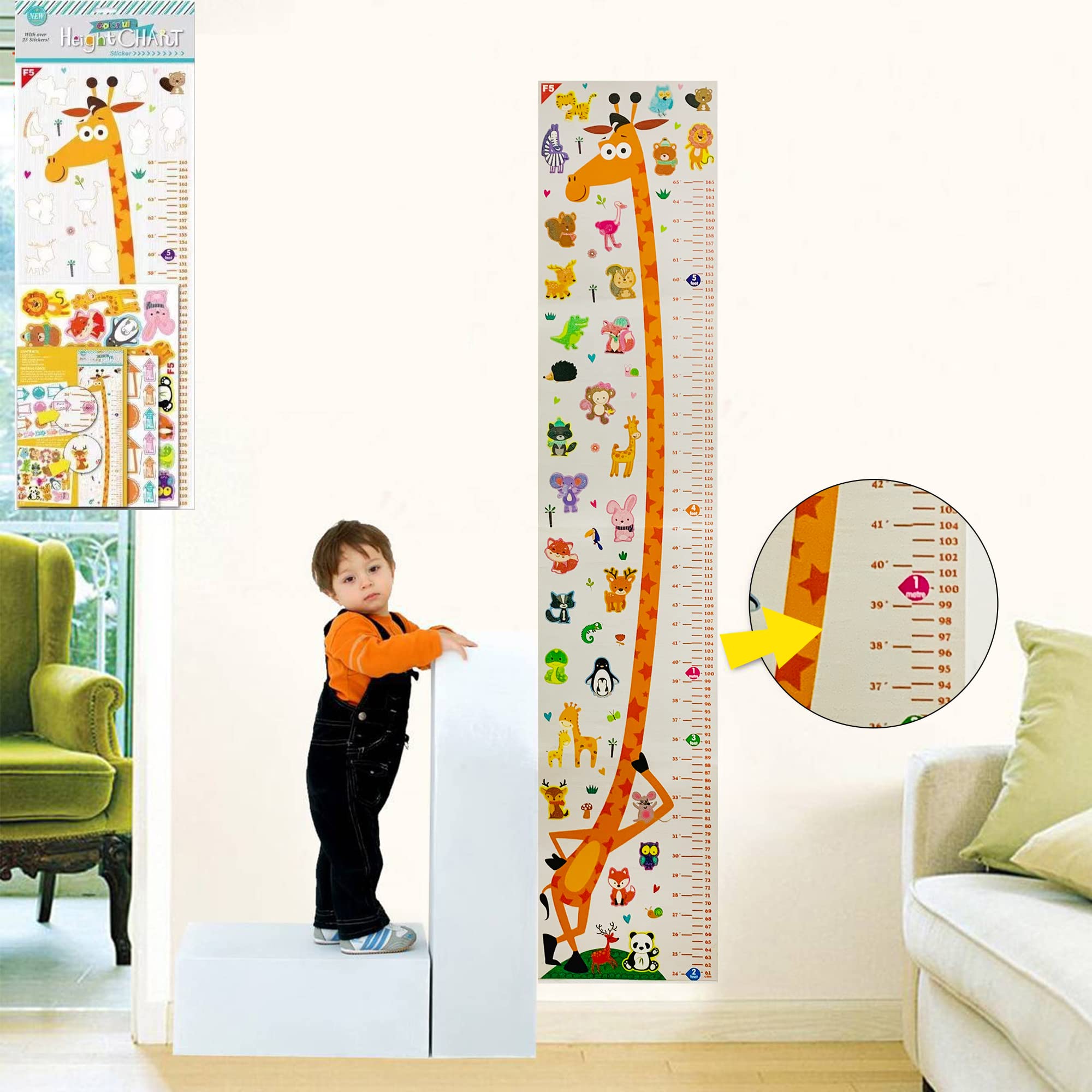 Buy Wall Sticker Growth Chart for Kids, Height Chart for Boys and Girls