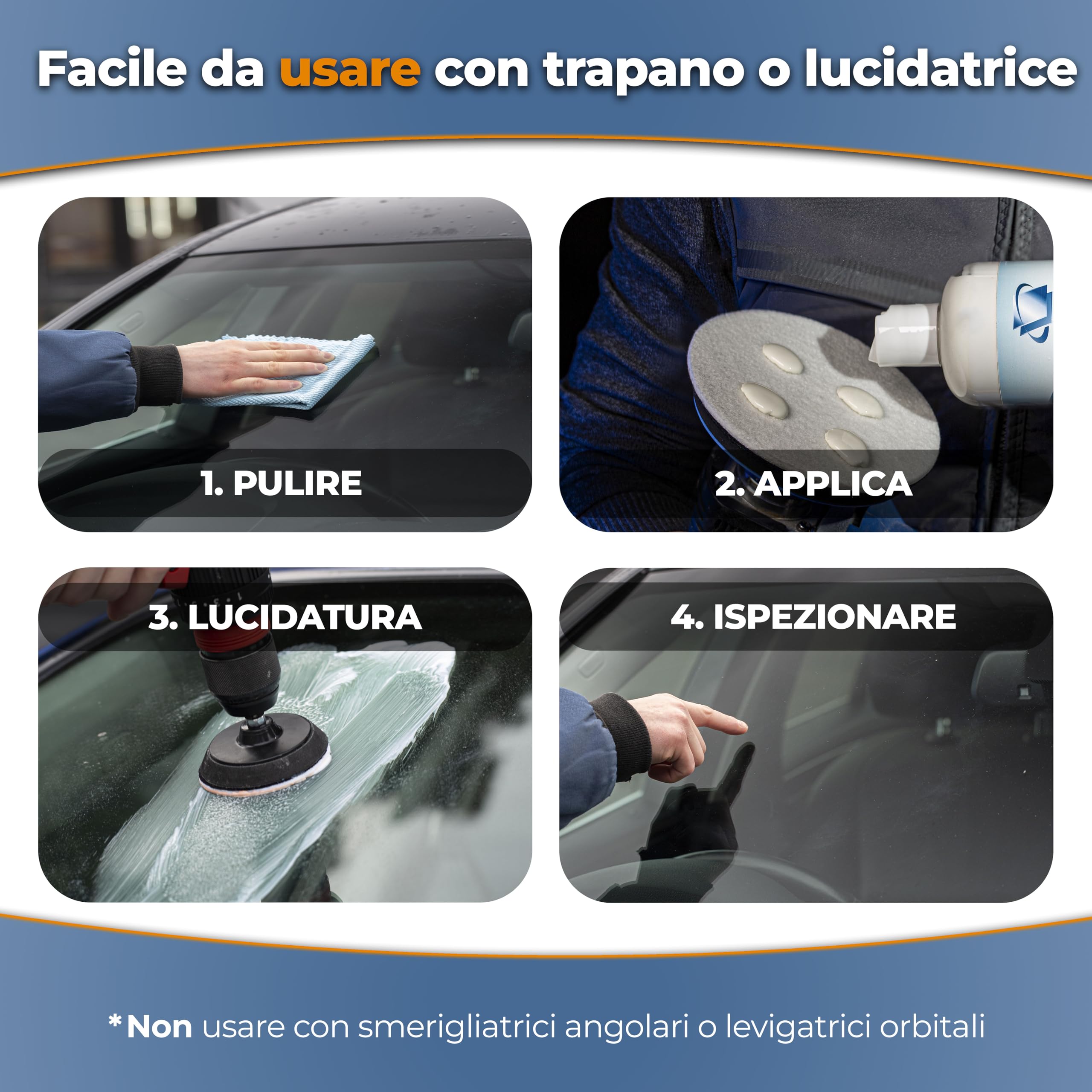Glass Polish - 250ml Composto Lucidante per Vetri - Pasta Concentrata di Ossido di Cerio a Grana Fina per Lucidatura Professionale di Tutte le Superfici in Vetro - 1,2 Micron