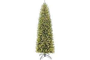 Puleo International 7.5 Foot Pre-Lit Fraser Fir Pencil Artificial Christmas Tree